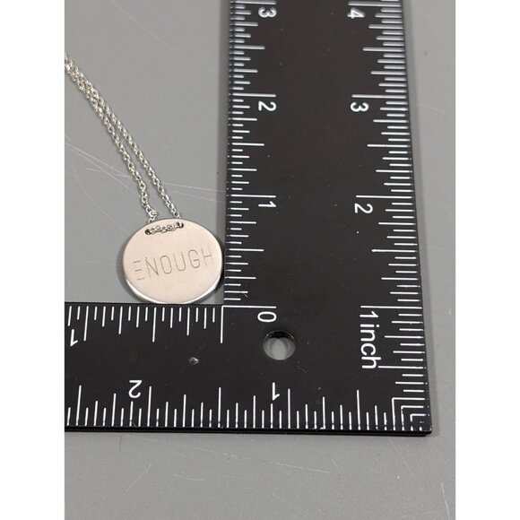 Keep Collective ENOUGH Silver Tone Brushed Round Disc Necklace 20 in Inspiration - Picture 11 of 11